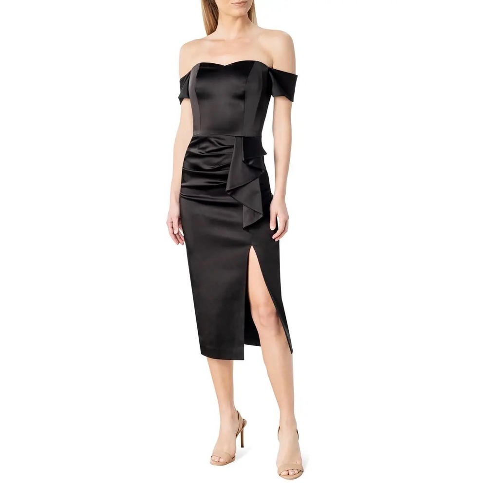 Dress the Population Alani Off the Shoulder Sheath Dress Black Small Cocktail